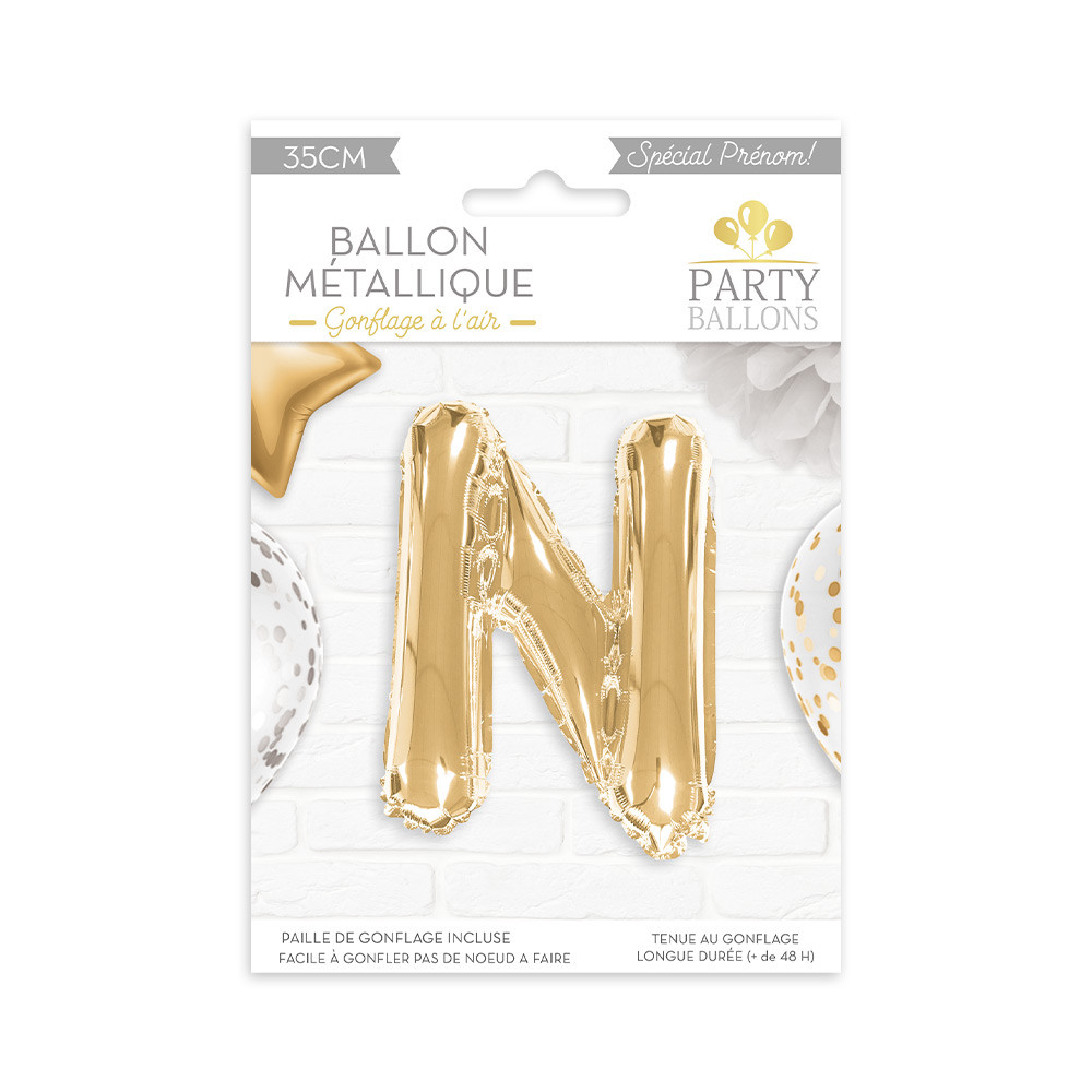 Ballon aluminium joyeux anniversaire doré et noir 35 cm