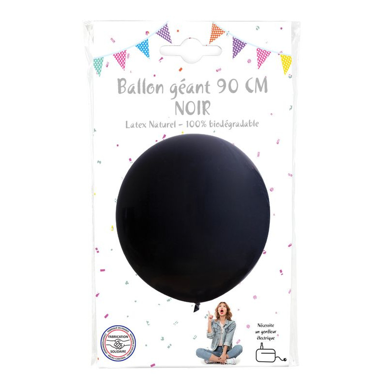 BALLON GÉANT ROND NOIR BIO DIAM 80 CM Noir - Cdiscount Maison