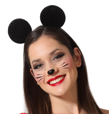 Lot de deux serre-têtes souris/oreilles de souris avec ruban rouge et  points blancs & oreilles de souris en noir pour enfants & adultes