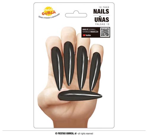 BOITE FAUX ONGLES NOIRS X 10