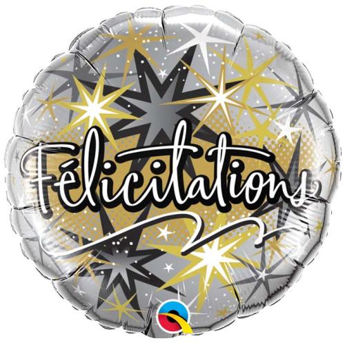 Ballon Aluminium 18″(41 cm) Félicitations Eclats – Qualatex