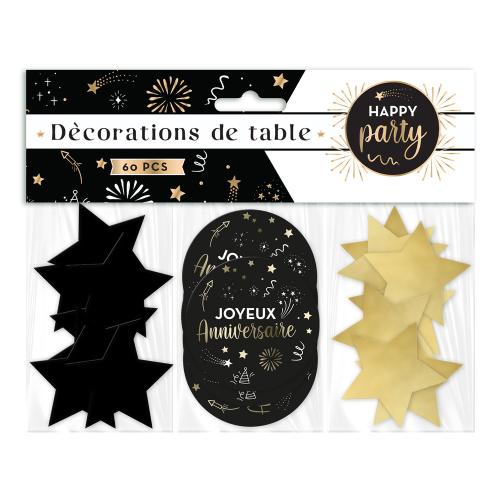 DECORATIONS DE TABLE JOYEUX ANNIVERSAIRE HAPPY PARTY X60