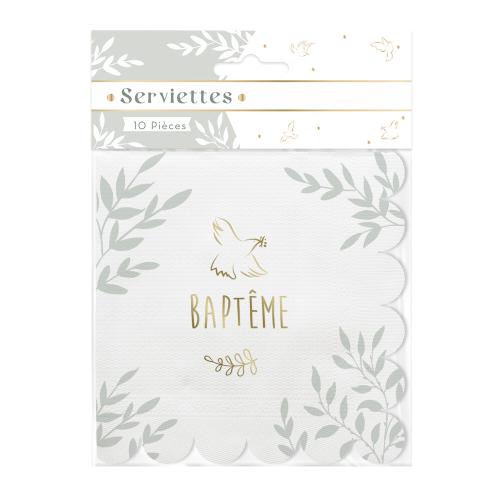 SERVIETTES BAPTEME X10